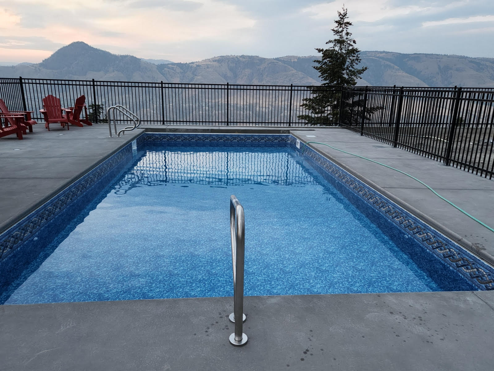 pool overlooking hills blue liner